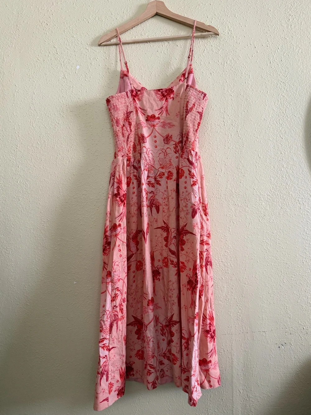 House of Harlow 1960 | Tropical Floral Linen Blend Midi Dress Pink - Size M - Picture 4 of 5